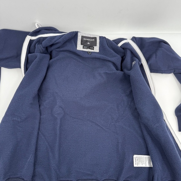 Quiksilver Hoodie Men Medium Blue Full Zip Fleece Sweater Skater Y2K Sweatshirt - Picture 7 of 13